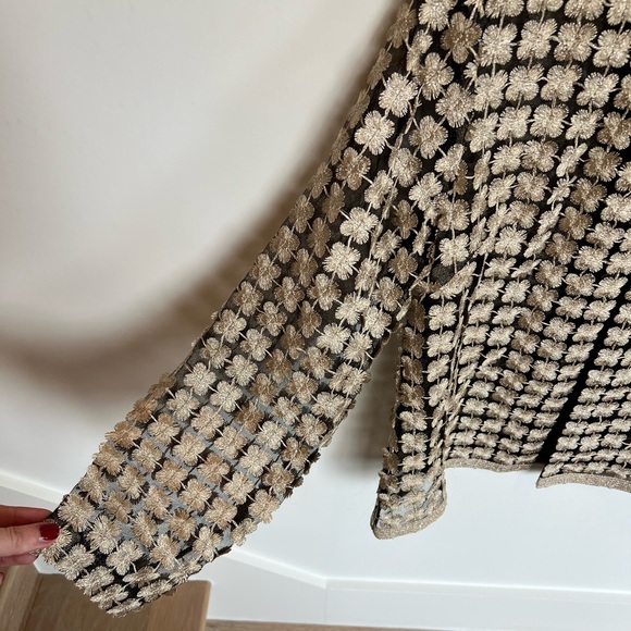 Weavs Gold and Black Shiny Embroidered Jacket Womens Size Medium - Picture 5 of 9